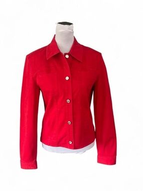 Jones New York Red Button-Front Women's Shirt Jacket